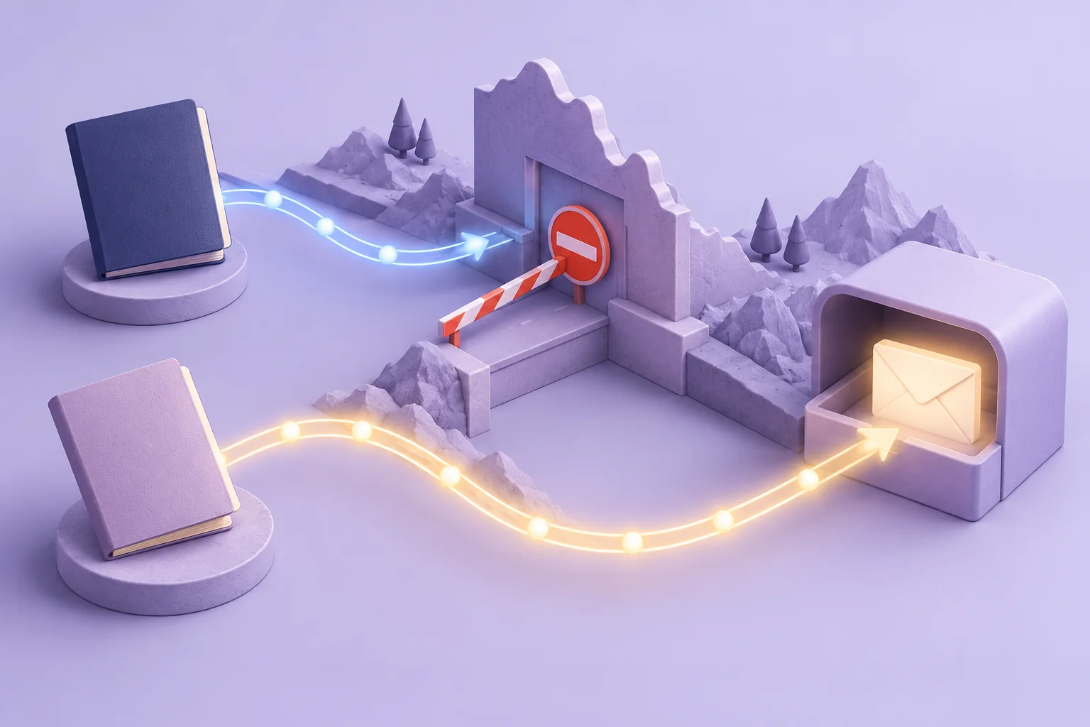 Independent connections to an inbox across a location boundary