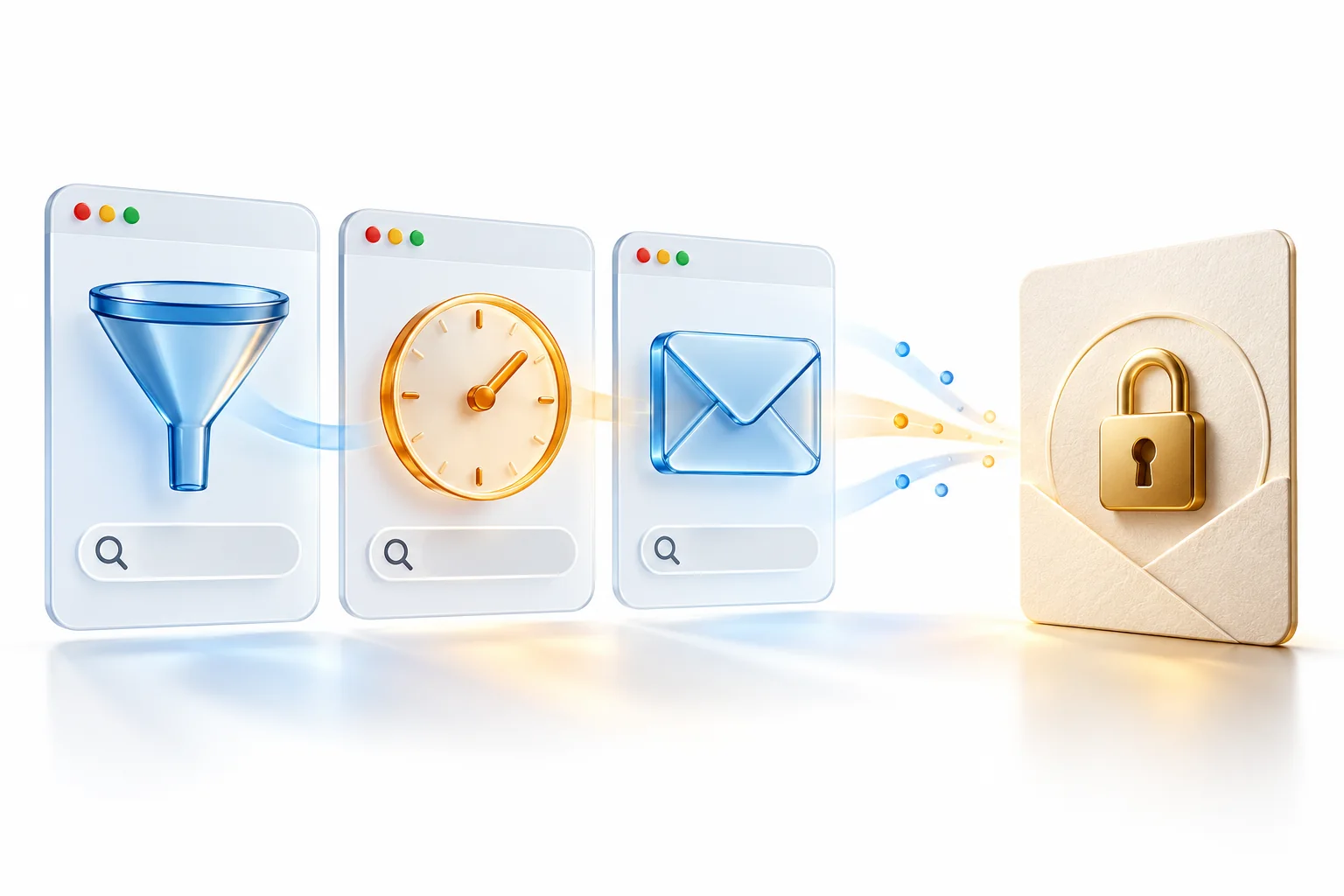 Separate sender, time and message filters beside a private record